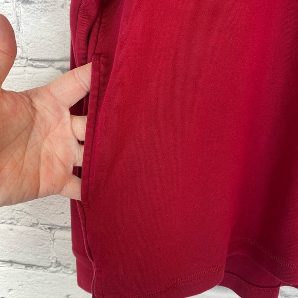 Lacoste Vintage Oversized Red Quarter Zip Sweatshirt Hoodie Pockets Size Medium - Picture 3 of 10